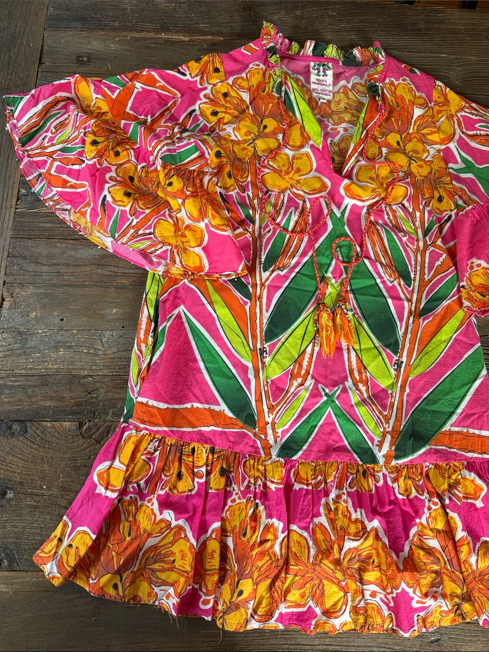Anthropologie Roopa Pemmaraju dopamine tropical beaded ruffle mini dress Small - Picture 7 of 12